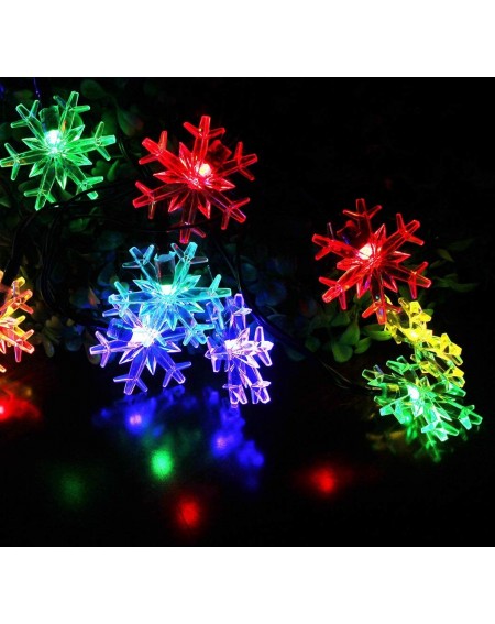Outdoor String Lights Solar Snowflake String Lights - 20ft 30 LEDs Waterproof 8 Modes Solar Powered String Fairy Lights Chris...