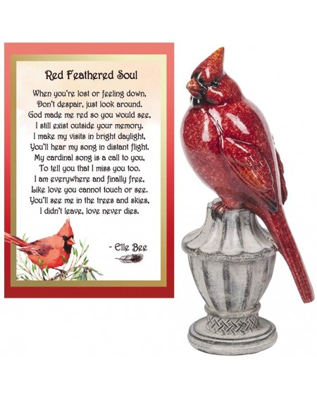 Ornaments and Ganz Small Cardinal on Pedestal Figurine and Red Feathered Soul Poem Card Box Sympathy Grief Memorial Gift - CR...