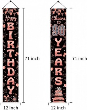 Banners & Garlands 90th Birthday Party Banner Decorations - Happy Birthday & Cheers to 90 Years Porch Sign - 90 Years Old Bir...