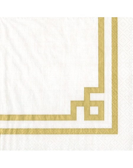 Tableware Rive Gauche Paper Cocktail Napkins in Gold & White - 20 Per Package - Gold & White - CZ11Q3DPIYN $10.87