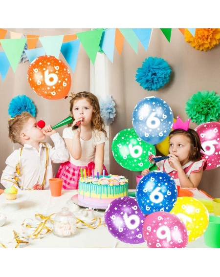 Balloons Number 6 Birthday Balloons Sets- 8 Colors 24pcs Latex Anniversary Balloons for Boys Girls Kids 6th Birthday Party Su...