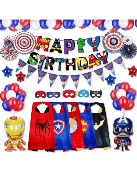 Party Packs Superhero Party Supplies Capes with Masks Cosplay Costumes for Boy Birthday Superhero Themed Party Decoration Kit...
