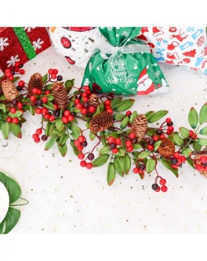 Garlands Red Berry Garland Christmas Decoration - 5.9ft Artificial Red Berry Garland with Pine Cone and Green Leaves for Holi...