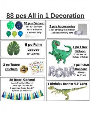 Balloons Dinosaur Party Supplies - Little Dino Party Decorations Set- 30" BIG T Rex- Tattoo Stickers- Silver ROAR- Happy Birt...
