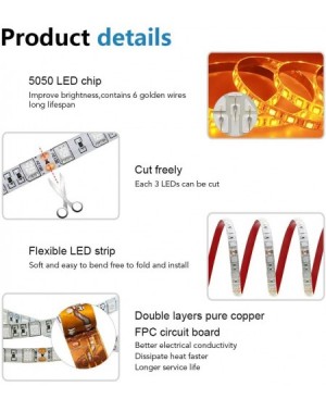 Indoor String Lights Orange LED Strip Light 16.4ft 5050 SMD 5M 300 LEDs Waterproof IP65 12V DC for Home Hotels Clubs Shopping...