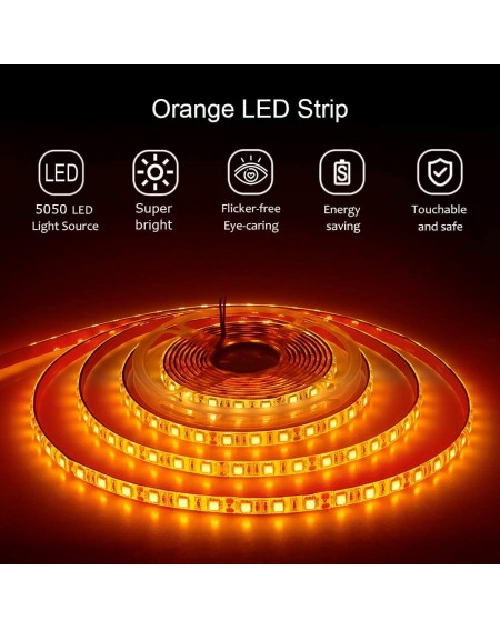 Indoor String Lights Orange LED Strip Light 16.4ft 5050 SMD 5M 300 LEDs Waterproof IP65 12V DC for Home Hotels Clubs Shopping...