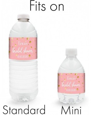Favors Personalized Pink and Gold Bridal Shower Water Bottle Labels - 12 Stickers - CH199NN42K5 $11.50