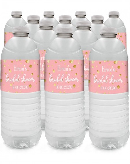 Favors Personalized Pink and Gold Bridal Shower Water Bottle Labels - 12 Stickers - CH199NN42K5 $11.50