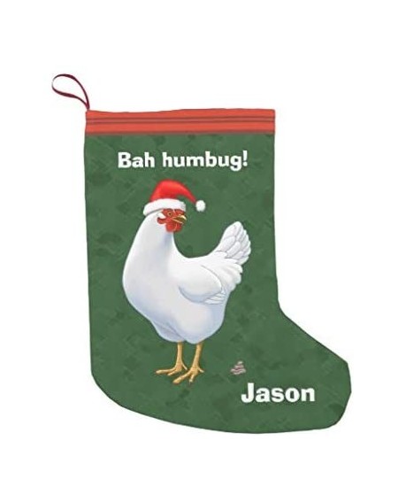 Stockings & Holders Personalized 10.4" x 16.8" Christmas Stocking- Xmas Stocking- Funny Bah Humbug Chicken in Santa Hat Poops...