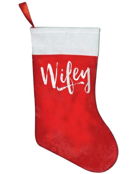 Stockings & Holders Red Gold Velvet Personalized Christmas Stockings Wifey Christmas Holiday Party Decor - Wifey - C5192ZER59...