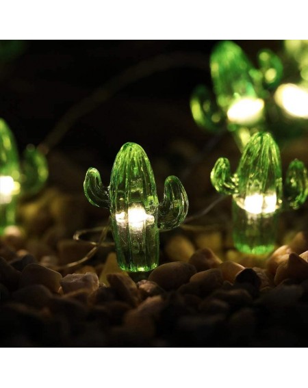 Indoor String Lights Tropical Cactus Decorative String Lights 13.85 Ft 40 Warm White LED Waterproof Battery Operated 8 Modes ...