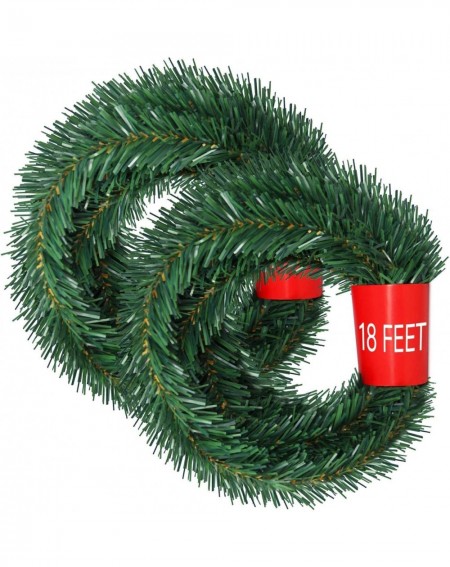 Garlands 40Feet Christmas Garland- 2 Strands Artificial Pine Garland Soft Greenery Garland for Holiday Wedding Party-Stairs-F...