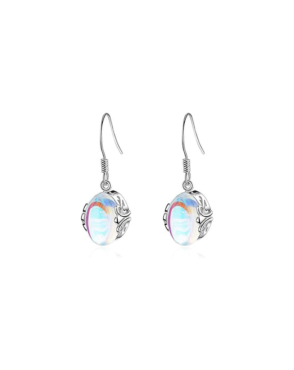 Favors Boho Colorful Moonstone Drop Earrings- Vintage Crystal Round Beads Pendant Dangle Earring for Women - Colorful - CY19E...