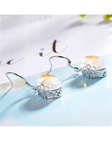 Favors Boho Colorful Moonstone Drop Earrings- Vintage Crystal Round Beads Pendant Dangle Earring for Women - Colorful - CY19E...