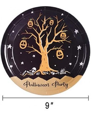 Tableware 200PCS Halloween Party Supplies Paper Plates and Napkins Bulk 9 inch 7 inch Dessert Round Disposable Plates Black E...