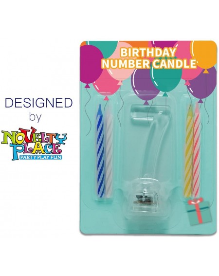 Birthday Candles Multicolor Flashing Number Candle Set- Color Changing LED Birthday Cake Topper with 4 Wax Candles (Number 7)...