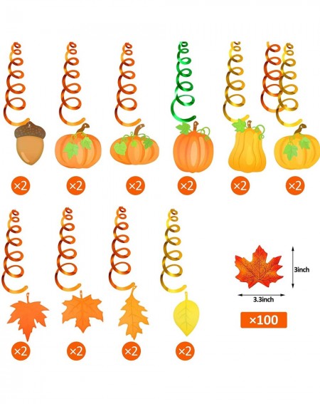 Party Packs 120 Pieces Fall Hanging Swirl Thanksgiving Decorations and Artificial Fall Maple Leaves Kit- Pumpkin and Maple Le...