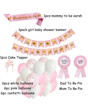 Tissue Pom Poms Girl Baby Shower Decorations- It is a Girl Banner-Mommy to Be Sash- Daddy to Be Pin- Pink and Gold Lanterns-P...