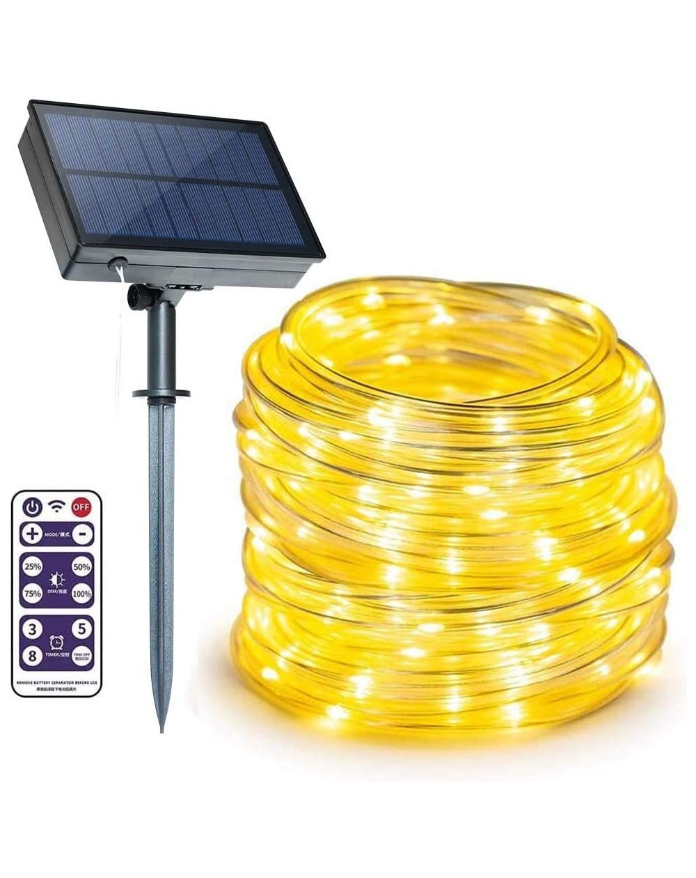 Outdoor String Lights Solar Rope Lights Outdoor- IP67 Waterproof 66ft 200leds Solar Powered String Lights- 8 Modes Dimmable/T...