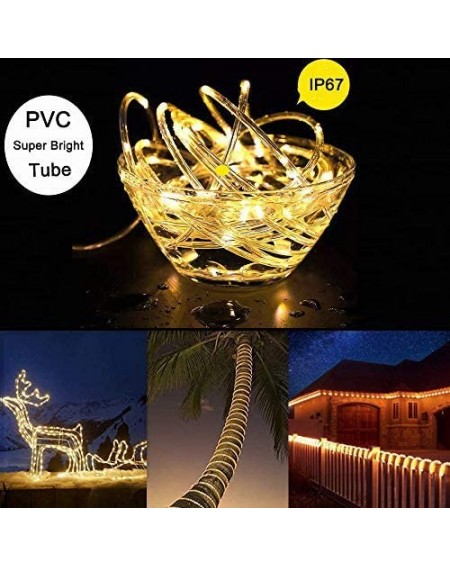 Outdoor String Lights Solar Rope Lights Outdoor- IP67 Waterproof 66ft 200leds Solar Powered String Lights- 8 Modes Dimmable/T...