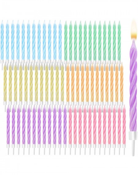 Birthday Candles Rainbow Pastel Birthday Cake Candles in Holders (3 in- 72 Pack) - CK18SWCH942 $18.04