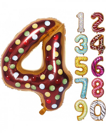 Balloons 36 Inch Donuts Large Numbers Balloon Birthday Party Decorations Helium Foil Mylar Big Number Digital 4 - Number 4 - ...