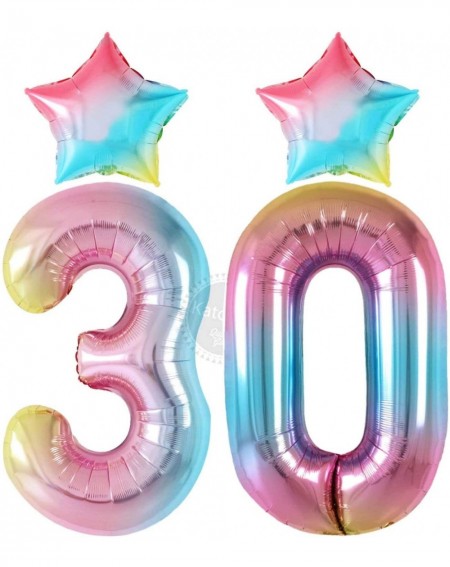Balloons Rainbow 30 Balloon Numbers Set - Large - 40 Inch - 30th Birthday Decorations - Rainbow Star Mylar Balloons - Rainbow...