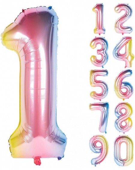 Balloons New 40 Inch Rainbow Digit Helium Foil Birthday Party Balloons Number 1 - Number 1 - C918RS8RA9G $8.12