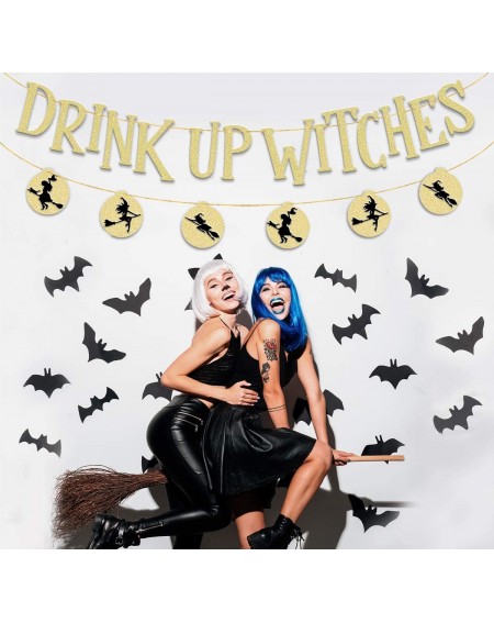 Banners & Garlands Drink Up Witches Halloween Decorations Banner - Pre Strung - Adult Halloween Party Supplies Sign - CL18WLA...