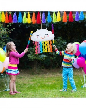 Balloons 6 Pieces Cloud Foil Balloon Tassels Rainbow Cloud Balloons Rainbow Themed Party Decorations and 2 Roll of Gold Ribbo...