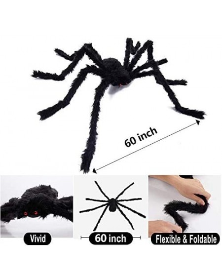 Party Favors Halloween Decorations Spider-Big Scary Spider with Huge Stretch Cobweb and Giant Spider Web for Party Outside Ha...