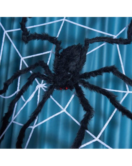 Party Favors Halloween Decorations Spider-Big Scary Spider with Huge Stretch Cobweb and Giant Spider Web for Party Outside Ha...
