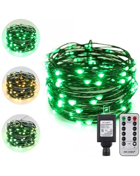 Outdoor String Lights Dual-Color LED String Lights- Green Copper Wire Plug in 33 FT 100 LEDs Dimmable Fairy Lights with UL Ad...