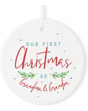 Ornaments Our First Christmas as Grandma and Grandpa Porcelain Ceramic Christmas Ornament with Ribbon and Complimentary Gift ...