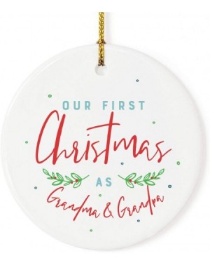 Ornaments Our First Christmas as Grandma and Grandpa Porcelain Ceramic Christmas Ornament with Ribbon and Complimentary Gift ...