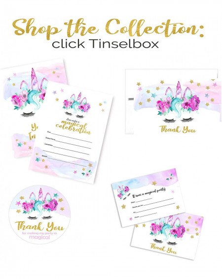 Invitations Magical Unicorn Invitations Large - 24 Invitations + 24 Envelopes - Double Sided - Watercolor with Digital Gold -...