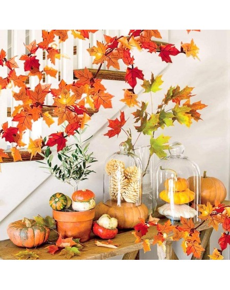 Garlands 2 Pcs Fall Maple Leaf Garland- 5.9Ft Artificial Autumn Hanging Vine Plant Thanksgiving Decor for Indoor Outdoor Wedd...