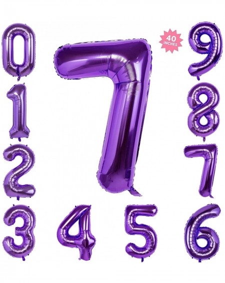 Balloons 40 Inch Purple Jumbo Digital Number Balloons 7 Huge Giant Balloons Foil Mylar Number Balloons for Birthday Party-Wed...