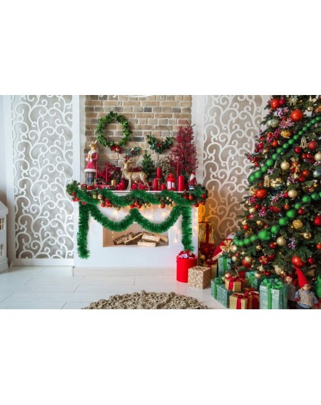Garlands Christmas Tree Bright Green Tinsel Garland Metallic Streamers Celebrate a Holiday Happy New Year Party Ceiling Hangi...
