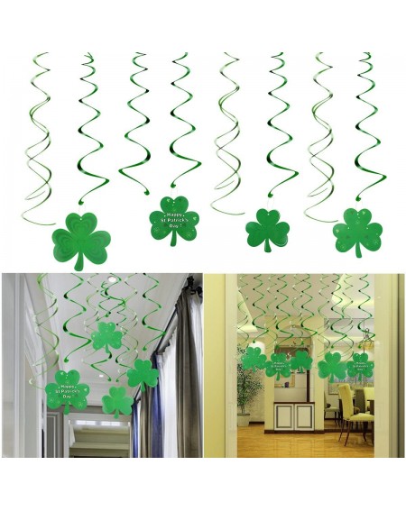 Party Packs St.Patrick Day Party Decoration Swirls- 30 Pack St Patricks Day Hanging Decorations Lucky Irish Green Shamrock Cl...