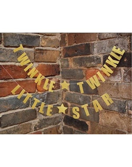 Banners Gold Glittery Twinkle Twinkle Little Star Garland Birthday Party Decoration - CN17YZ2D77N $17.69