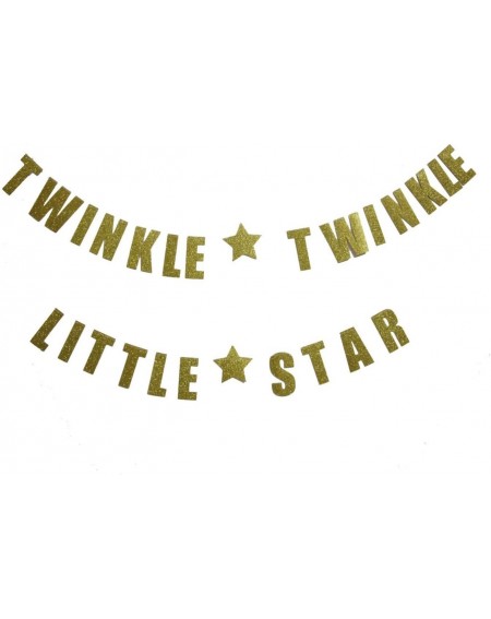 Banners Gold Glittery Twinkle Twinkle Little Star Garland Birthday Party Decoration - CN17YZ2D77N $17.69