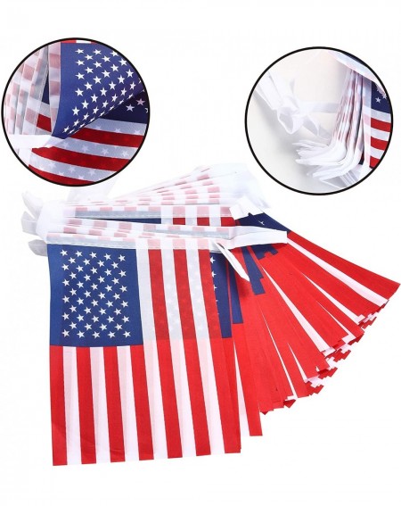 Party Favors 14 Pcs Patriotic Party Supplies of 12 Wooden Stick Handheld American Flag- and 2 Flag Garland for 4th of July Ce...