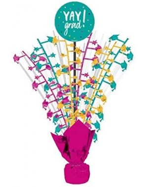 Centerpieces Grad Party Decorations Kit with Centerpiece- Banner and Balloons in Pink and Teal - CQ19CH8AM0M $18.52