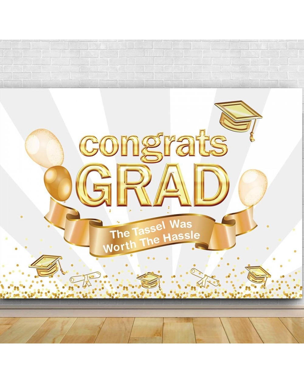 Banners & Garlands Graduation Party Photography Backdrop - Congrats Grad Prom Decorations - Photo Studio Booth Props Cake Tab...
