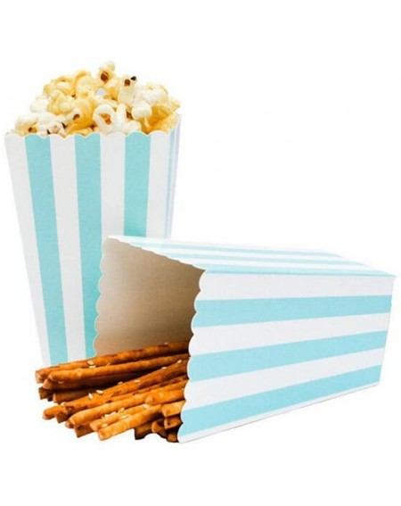 Favors 24pcs Striped Paper Popcorn Boxes for Party Favor Supplies (Blue) - Blue - CB17YCS47LS $8.83