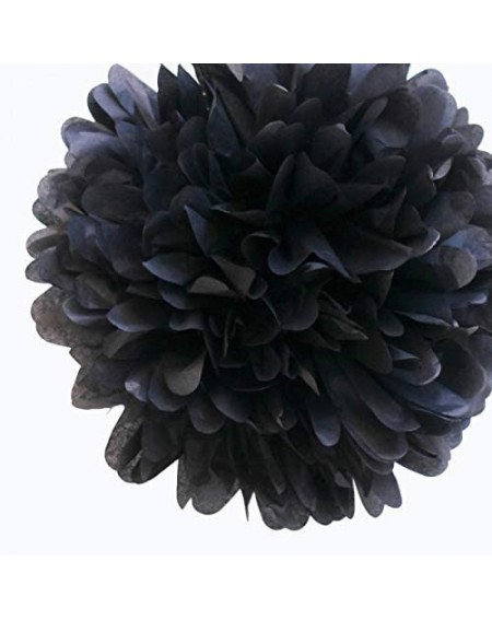 Tissue Pom Poms EZ-Fluff 12" Black Tissue Paper Pom Poms Flowers Balls (4 Pack) - Black - CX11DCA1N07 $16.43