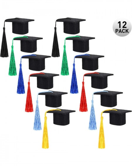 Party Packs 12 Pieces Mini Graduation Hat Black Felt Graduation Hat Graduation Caps with Colorful Tassels for Graduation Part...