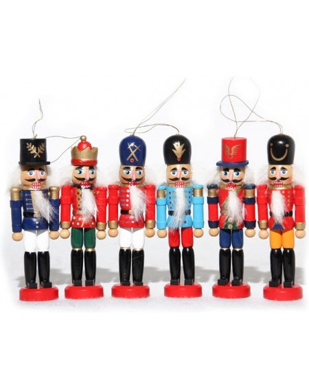 Nutcrackers 6Pcs Christmas Ornament Wooden Nutcraker Soldiers Figures Puppet Toy Gifts for Christmas Tree - 6pcs 1 - C412N7A9...