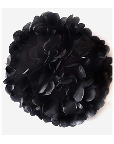 Tissue Pom Poms EZ-Fluff 12" Black Tissue Paper Pom Poms Flowers Balls (4 Pack) - Black - CX11DCA1N07 $8.98
